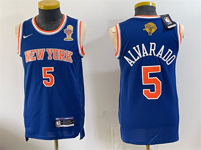 Men's New Yok Knicks #5 Jose Alvarado Blue 2026 Finals Patch & Finals Champions Patch Stitched Jersey