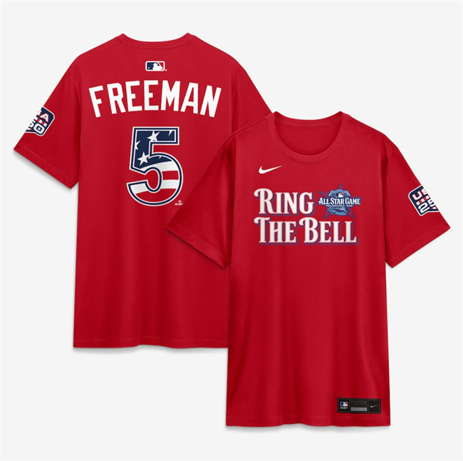 Men's National League #5 Freddie Freeman Red 2026 All-Star Game Name & Number T-Shirt