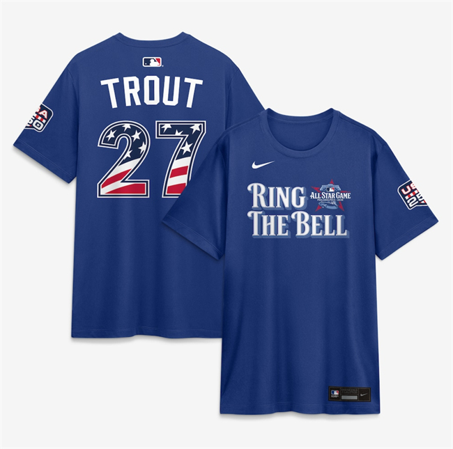 Men's American League #27 Mike Trout Blue 2026 All-Star Game Name & Number T-Shirt