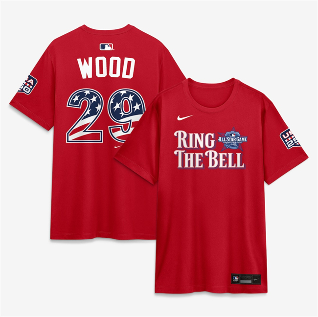 Men's National League #29 James Wood Red 2026 All-Star Game Name & Number T-Shirt