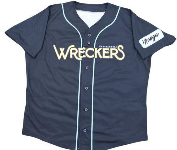 Men's Chattanooga Lookouts Navy Wreckers Stitched Jersey