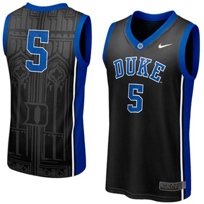 NEW Duke Blue Devils #5 Elite Aerographic Replica Basketball Jersey - Black