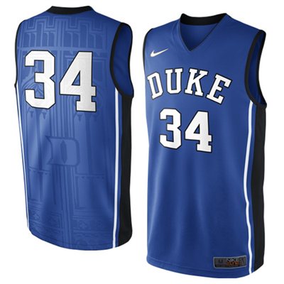 NEW Duke Blue Devils #34 Elite Replica Basketball Jersey - Duke Blue