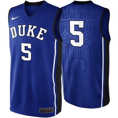 NEW Duke Blue Devils #5 Elite Replica Basketball Jersey - Duke Blue