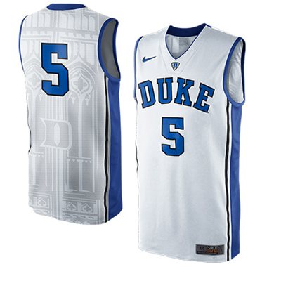 NEW Duke Blue Devils #5 Authentic Elite Basketball Jersey - White