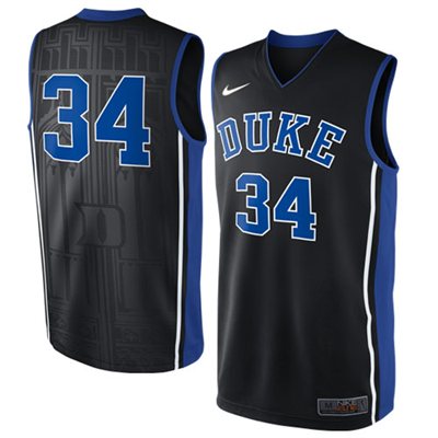 NEW Duke Blue Devils #34 Elite Replica Basketball Jersey - Black