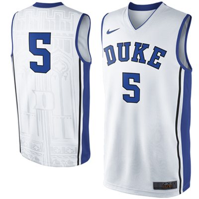 NEW Duke Blue Devils #5 Elite Replica Basketball Jersey - White