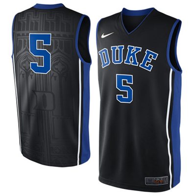 NEW Duke Blue Devils #5 Elite Replica Basketball Jersey - Black