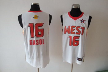 2009 ALL STAR WEST 16 GASOL white SWINGMAN jerseys