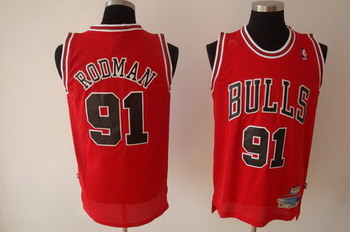 Chicago Bulls 91 RODMAN red SWINGMAN jerseys