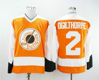 Men's The Movie Slap Shot Syracuse Bulldoges #2 Ogie Ogilthorpe Orange Stitched Hockey Jersey