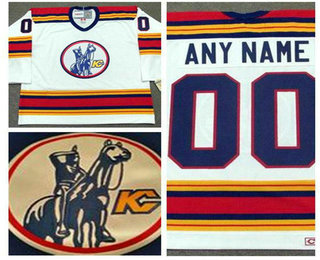 Men's Kansas City Scouts White Vintage 1975 Stitched Hockey Throwback Custom Jersey S-3XL