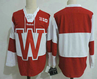 Men's Wisconsin Badgers Blank Red College Hockey Stitched Reebok NCAA Jersey