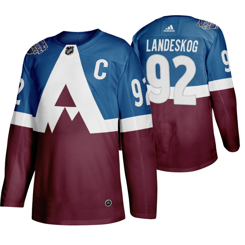 Avalanche 92 Gabriel Landeskog Blue Red 2020 NHL Stadium Series Adidas Jersey