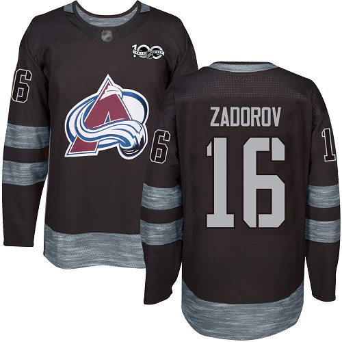 Avalanche #16 Nikita Zadorov Black 1917-2017 100th Anniversary Stitched Hockey Jersey