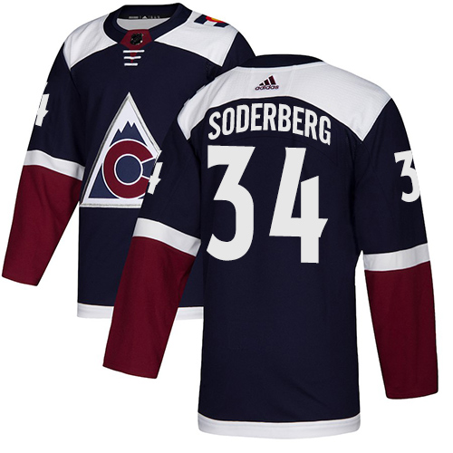 Avalanche #34 Carl Soderberg Navy Alternate Authentic Stitched Hockey Jersey