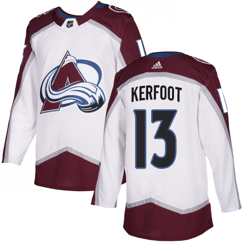 Avalanche #13 Alexander Kerfoot White Road Authentic Stitched Hockey Jersey