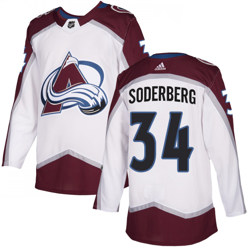 Avalanche #34 Carl Soderberg White Road Authentic Stitched Hockey Jersey