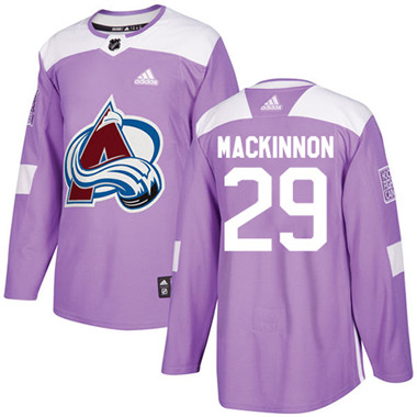 Adidas Avalanche #29 Nathan MacKinnon Purple Authentic Fights Cancer Stitched NHL Jersey