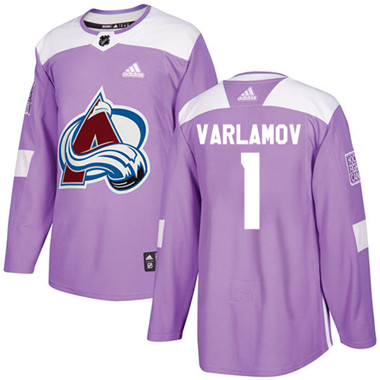 Adidas Avalanche #1 Semyon Varlamov Purple Authentic Fights Cancer Stitched NHL Jersey