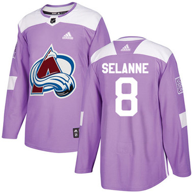 Adidas Avalanche #8 Teemu Selanne Purple Authentic Fights Cancer Stitched NHL Jersey