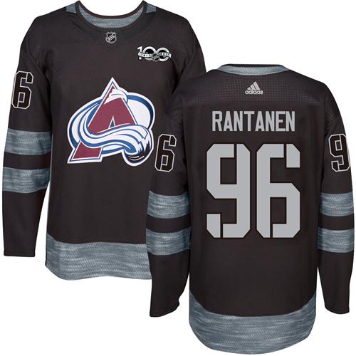 Adidas Avalanche #96 Mikko Rantanen Black 1917-2017 100th Anniversary Stitched NHL Jersey