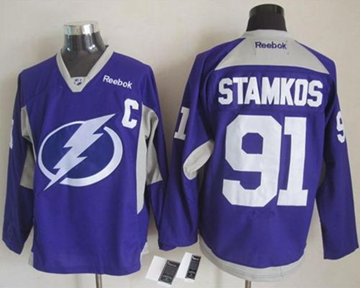 Tampa Bay Lightning #91 Steven Stamkos Purple Practice Stitched NHL Jersey