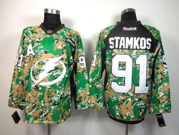 Tampa Bay Lightning #91 Steven Stamkos Camo Veterans Day Practice NHL Jersey