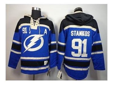 nhl jerseys tampa bay lightning #91 stamkos blue-black(pullover hooded sweatshirt)(patch A)