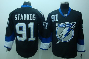 Tampa Bay Lightning 91 Steven Stamkos Black Jerseys