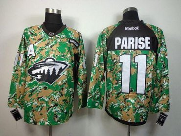 Minnesota Wild #11 Zach Parise Camo Veterans Day Practice Stitched NHL Jersey