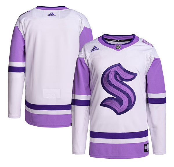 Men's Seattle Kraken Blank White Purple Stitched Jersey