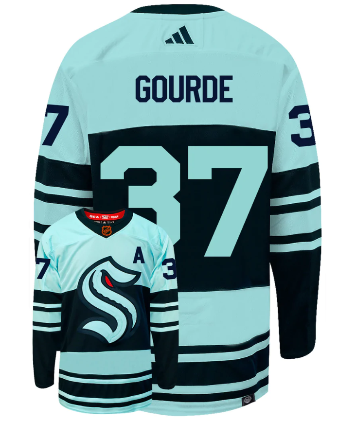 Men's Seattle Kraken #37 Yanni Gourde Ice Blue 2022-23 Reverse Retro Stitched Jersey