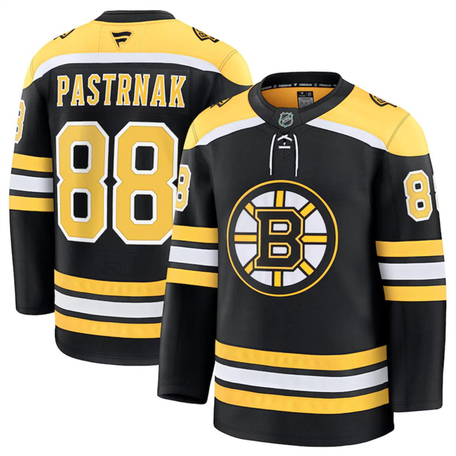 Men's Boston Bruins #88 David Pastrnak Black 2024-25 Home Stitched Hockey Jersey