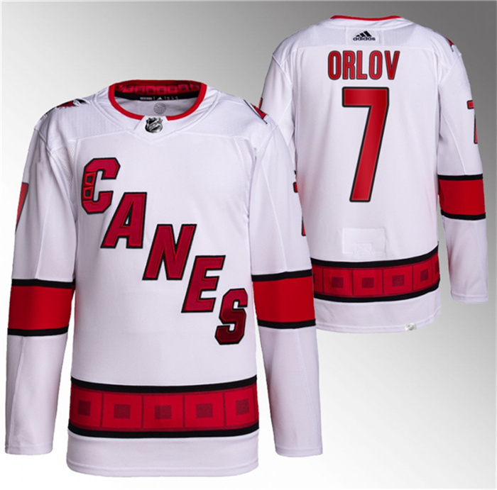 Men's Carolina Hurricanes #7 Dmitry Orlov White Stitched Jersey