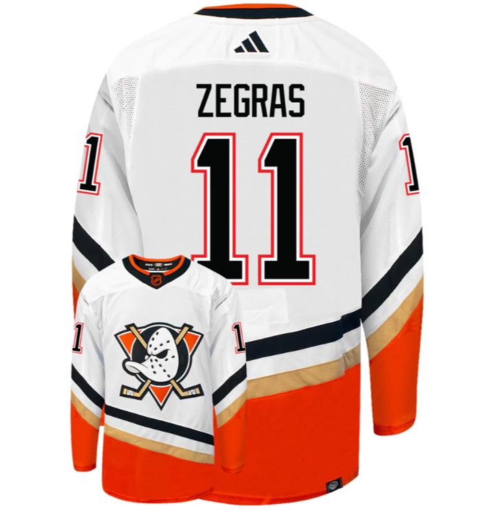 Men's Anaheim Ducks #11 Trevor Zegras White 2022-23 Reverse Retro Stitched Jersey