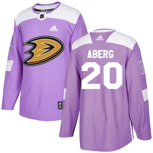 Ducks #20 Pontus Aberg Purple Authentic Fights Cancer Stitched Hockey Jersey