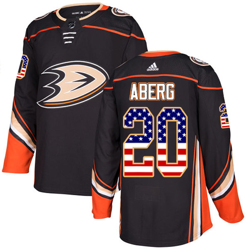 Ducks #20 Pontus Aberg Black Home Authentic USA Flag Stitched Hockey Jersey