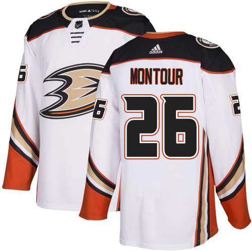 Ducks #26 Brandon Montour White Road Authentic Stitched Hockey Jersey