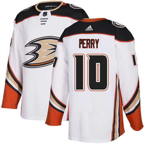 Ducks #10 Corey Perry White Road Authentic Stitched Hockey Jersey