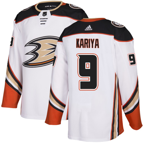 Ducks #9 Paul Kariya White Road Authentic Stitched Hockey Jersey