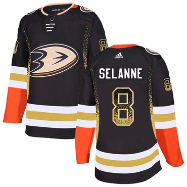 Ducks 8 Teemu Selanne Black Drift Fashion Adidas Jersey