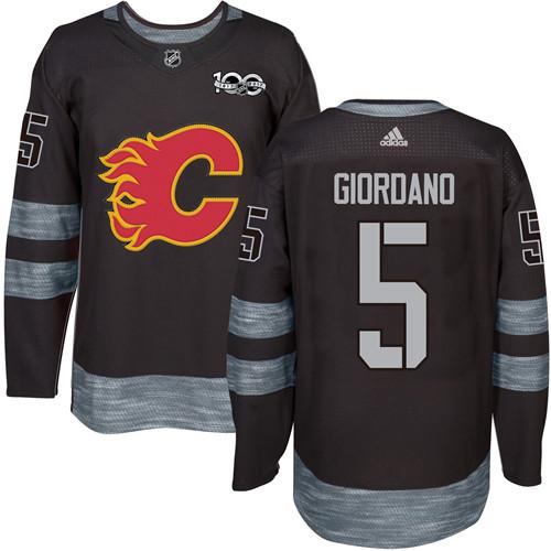 Adidas Flames #5 Mark Giordano Black 1917-2017 100th Anniversary Stitched NHL Jersey