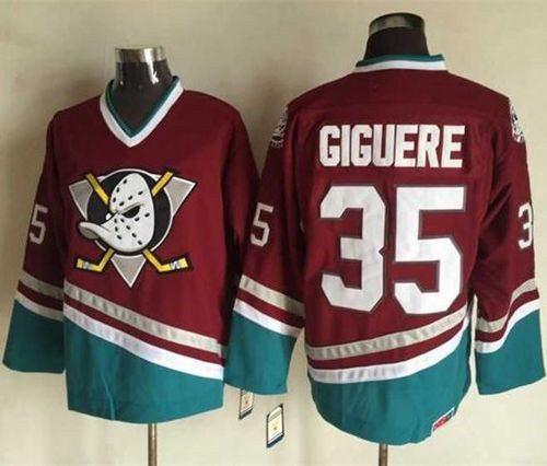 Anaheim Ducks #35 Jean-Sebastien Giguere Red CCM Throwback Stitched NHL Jersey