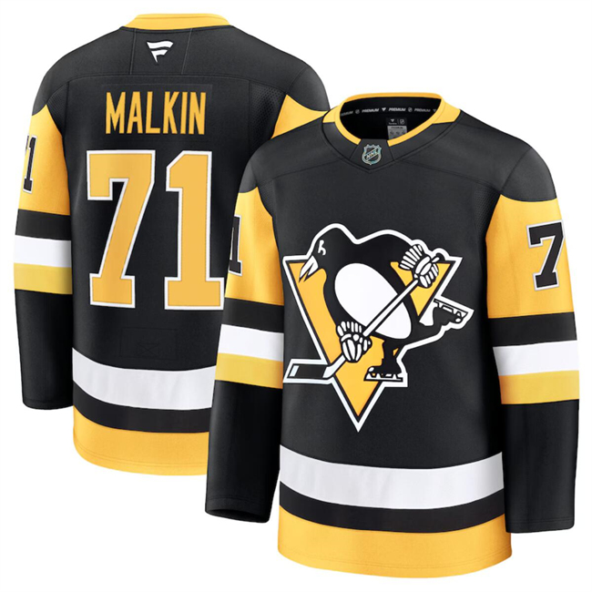 Men's Pittsburgh Penguins #71 Evgeni Malkin Black 2024-25 Home Stitched Hockey Jersey