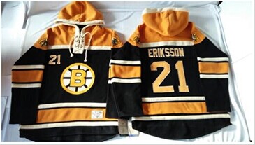 Boston Bruins #21 Loui Eriksson Black Sawyer Hooded Sweatshirt Stitched NHL Jersey