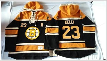 Boston Bruins #23 Chris Kelly Black Sawyer Hooded Sweatshirt Stitched NHL Jersey