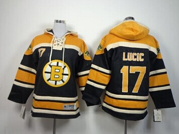 Youth NHL Boston Bruins #17 Milan Lucic Black Sawyer Hooded Sweatshirt Jersey