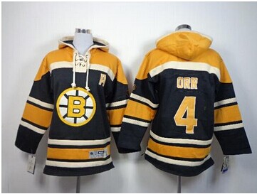 Youth NHL Boston Bruins #4 Bobby Orr Black Sawyer Hooded Sweatshirt Jersey