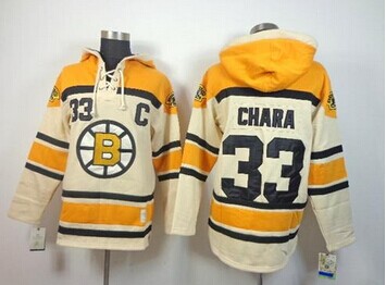 Boston Bruins #33 Zdeno Chara Cream Sawyer Hooded Sweatshirt Stitched NHL Jersey